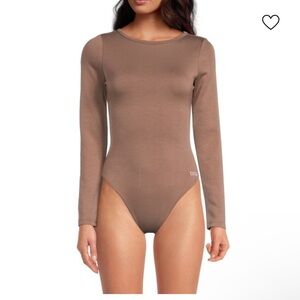 Hudson Jeans Women’s Twist Back Bodysuit Size Med Deep Taupe NWT